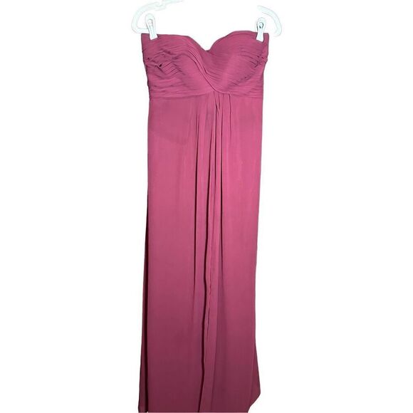 Bill Levkoff Womens Maroon Maxi length Chiffon Gorgeous Strapless Minimalist Bri - Picture 4 of 9
